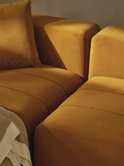 Modulares Samt-Sofa Lena (3-Sitzer) mit Hocker (links/rechts)