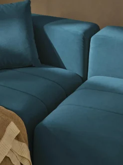 Modulares Samt-Sofa Lena (4-Sitzer) mit Hocker (links/rechts)