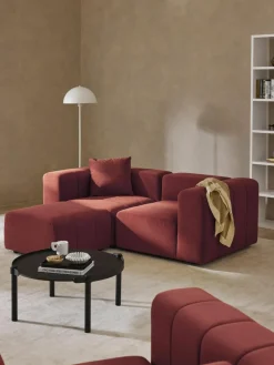 Modulares Samt-Sofa Lena (3-Sitzer) mit Hocker (links/rechts)