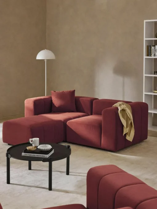 Modulares Samt-Sofa Lena (3-Sitzer) mit Hocker (links/rechts)