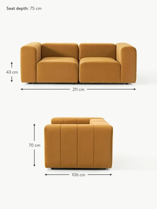 Modulares Samt-Sofa Lena (3-Sitzer)