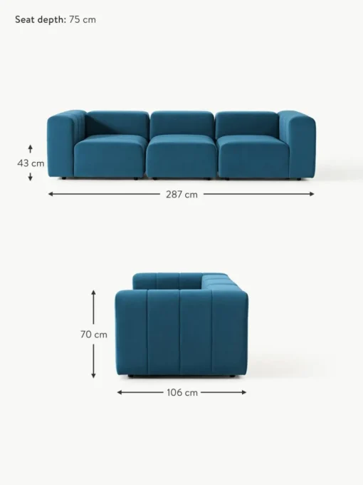 Modulares Samt-Sofa Lena (4-Sitzer)