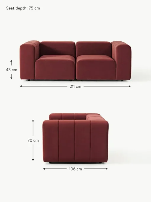 Modulares Samt-Sofa Lena (3-Sitzer)