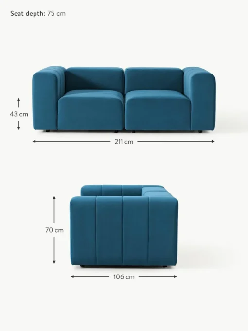 Modulares Samt-Sofa Lena (3-Sitzer)