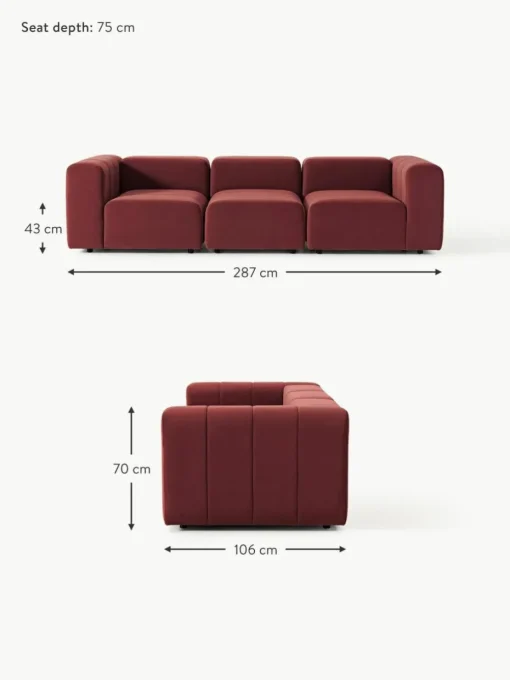 Modulares Samt-Sofa Lena (4-Sitzer)