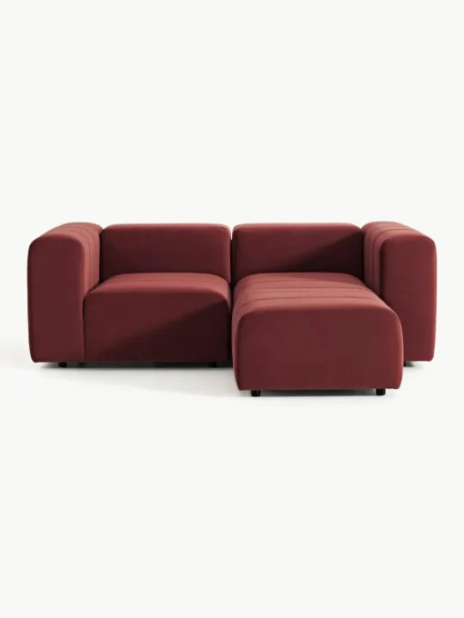 Modulares Samt-Sofa Lena (3-Sitzer) mit Hocker (links/rechts)