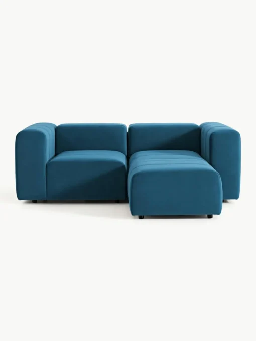 Modulares Samt-Sofa Lena (3-Sitzer) mit Hocker (links/rechts)