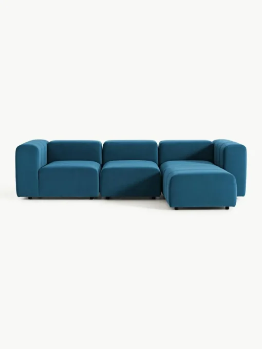 Modulares Samt-Sofa Lena (4-Sitzer) mit Hocker (links/rechts)