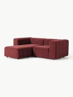 Modulares Samt-Sofa Lena (3-Sitzer) mit Hocker (links/rechts)