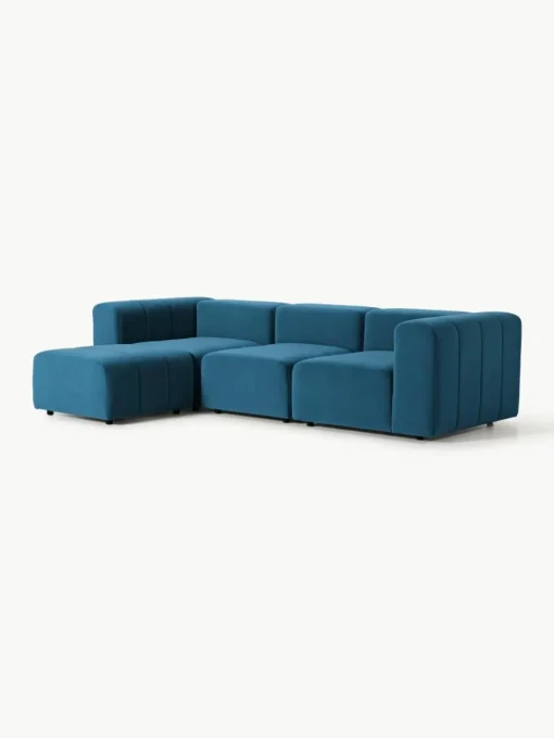 Modulares Samt-Sofa Lena (4-Sitzer) mit Hocker (links/rechts)