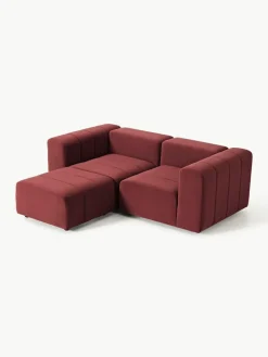 Modulares Samt-Sofa Lena (3-Sitzer) mit Hocker (links/rechts)