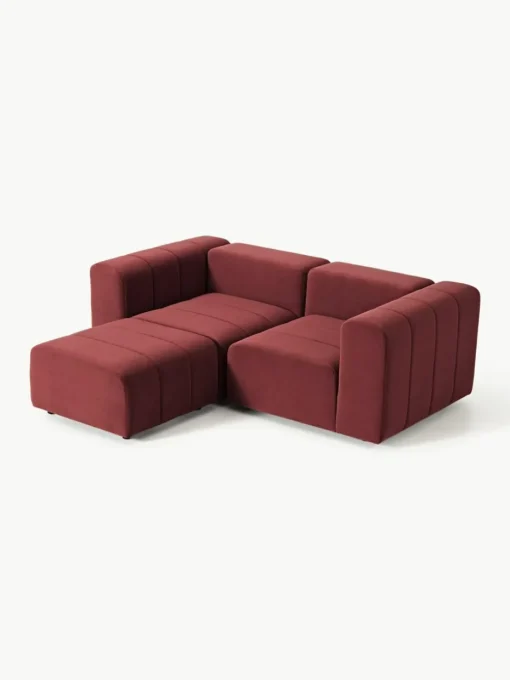 Modulares Samt-Sofa Lena (3-Sitzer) mit Hocker (links/rechts)