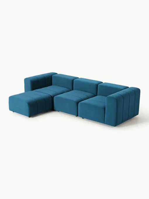Modulares Samt-Sofa Lena (4-Sitzer) mit Hocker (links/rechts)