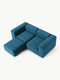Modulares Samt-Sofa Lena (3-Sitzer) mit Hocker (links/rechts)