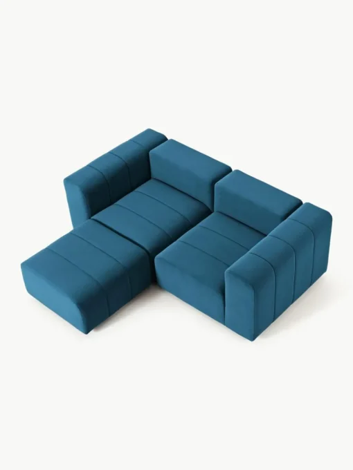 Modulares Samt-Sofa Lena (3-Sitzer) mit Hocker (links/rechts)