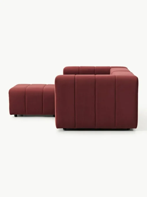 Modulares Samt-Sofa Lena (3-Sitzer) mit Hocker (links/rechts)