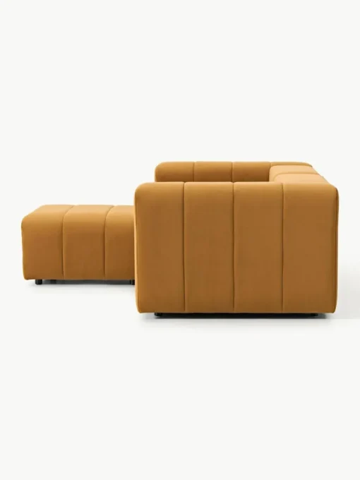 Modulares Samt-Sofa Lena (3-Sitzer) mit Hocker (links/rechts)