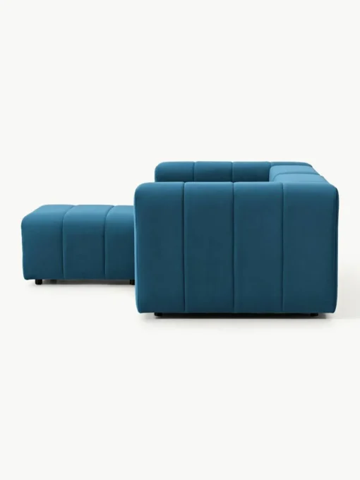 Modulares Samt-Sofa Lena (3-Sitzer) mit Hocker (links/rechts)
