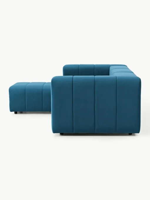Modulares Samt-Sofa Lena (4-Sitzer) mit Hocker (links/rechts)