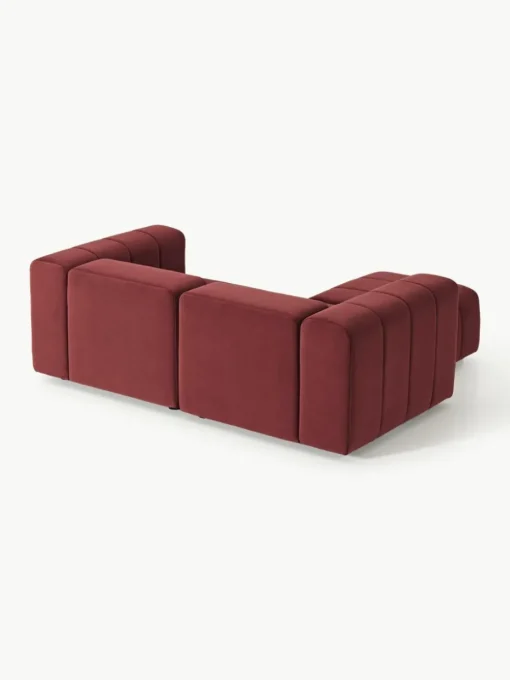 Modulares Samt-Sofa Lena (3-Sitzer) mit Hocker (links/rechts)
