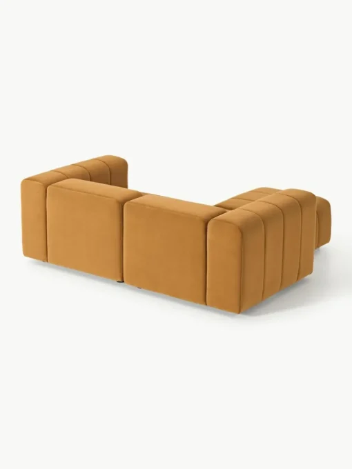 Modulares Samt-Sofa Lena (3-Sitzer) mit Hocker (links/rechts)