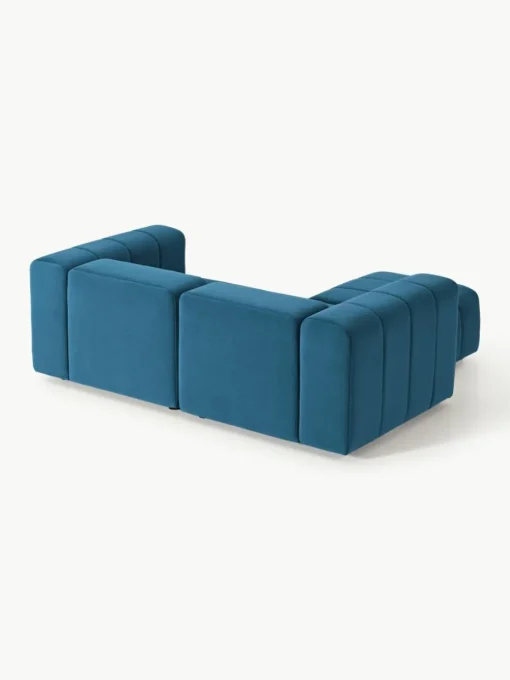 Modulares Samt-Sofa Lena (3-Sitzer) mit Hocker (links/rechts)