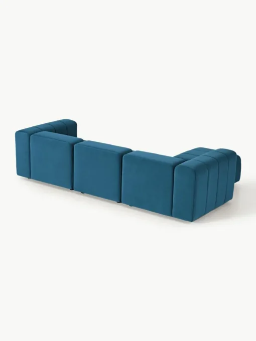 Modulares Samt-Sofa Lena (4-Sitzer) mit Hocker (links/rechts)
