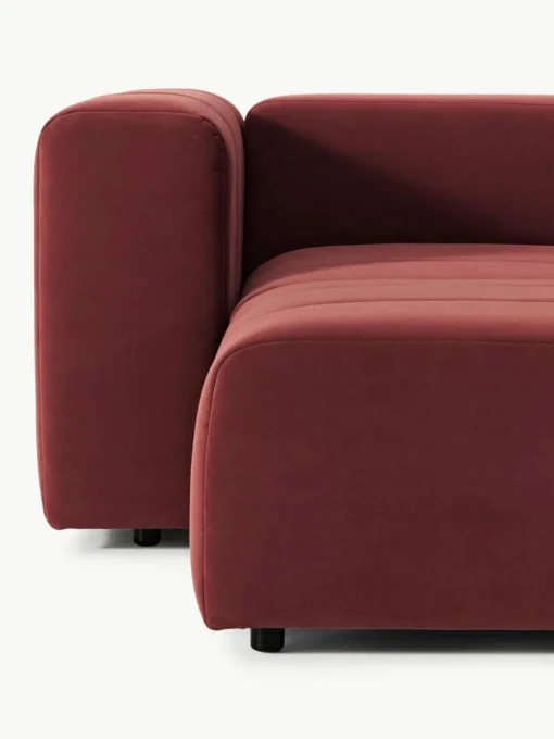 Modulares Samt-Sofa Lena (3-Sitzer) mit Hocker (links/rechts)