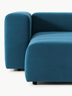 Modulares Samt-Sofa Lena (3-Sitzer) mit Hocker (links/rechts)