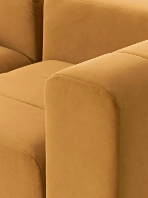 Modulares Samt-Sofa Lena (3-Sitzer) mit Hocker (links/rechts)