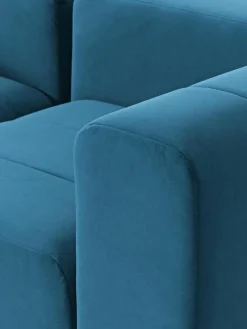 Modulares Samt-Sofa Lena (3-Sitzer) mit Hocker (links/rechts)