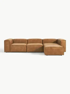 Modulares Sofa Lennon (4-Sitzer) aus recyceltem Leder mit Hocker (links/rechts)