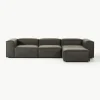 Modulares Sofa Lennon (4-Sitzer) aus recyceltem Leder mit Hocker (links/rechts)
