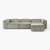 Modulares Sofa Lennon (4-Sitzer) aus Cord mit Hocker (links/rechts)