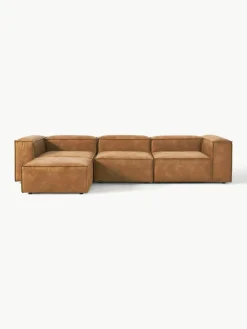 Modulares Sofa Lennon (4-Sitzer) aus recyceltem Leder mit Hocker (links/rechts)