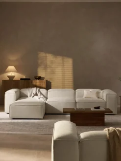 Modulares Sofa Lennon (4-Sitzer) aus Leinen-Mix mit Hocker (links/rechts)