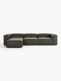 Modulares Sofa Lennon (4-Sitzer) aus recyceltem Leder mit Hocker (links/rechts)