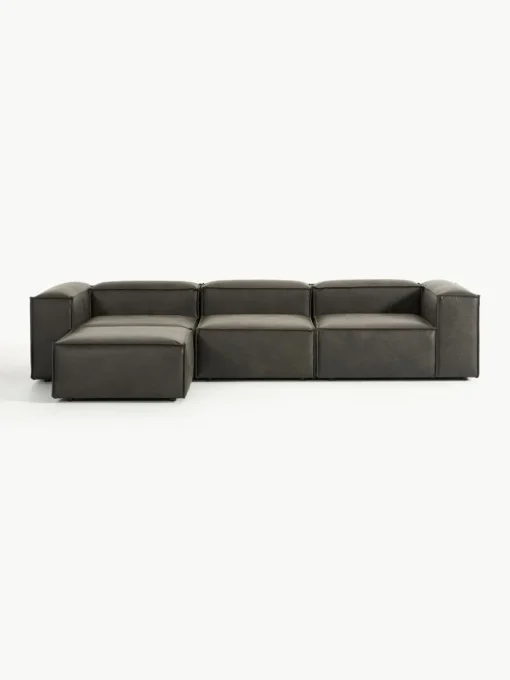 Modulares Sofa Lennon (4-Sitzer) aus recyceltem Leder mit Hocker (links/rechts)