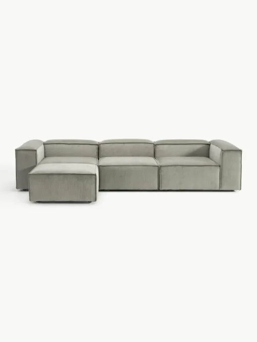 Modulares Sofa Lennon (4-Sitzer) aus Cord mit Hocker (links/rechts)