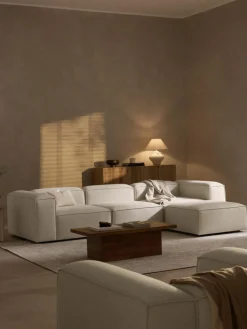 Modulares Sofa Lennon (4-Sitzer) aus Leinen-Mix mit Hocker (links/rechts)