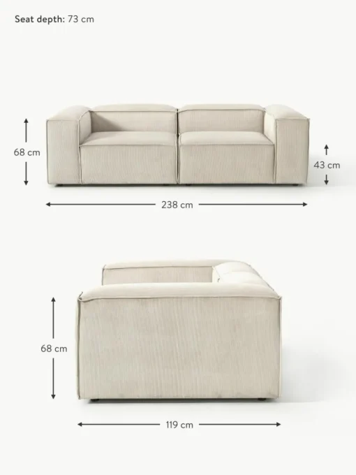 Modulares Sofa Lennon (3-Sitzer) aus Cord
