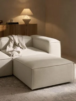Modulares Sofa Lennon (4-Sitzer) aus Leinen-Mix mit Hocker (links/rechts)