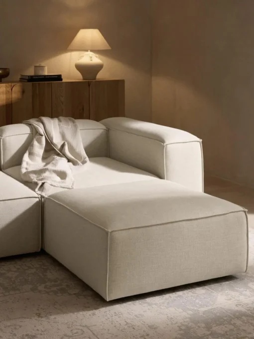 Modulares Sofa Lennon (4-Sitzer) aus Leinen-Mix mit Hocker (links/rechts)
