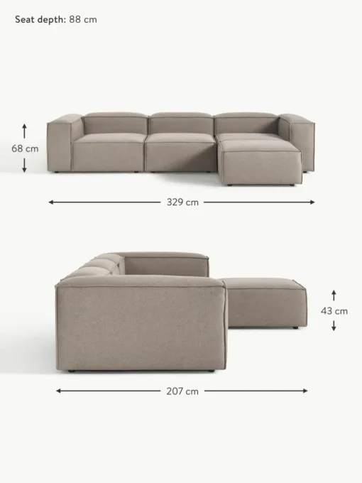 Modulares Sofa Lennon (4-Sitzer) mit Hocker (links/rechts)