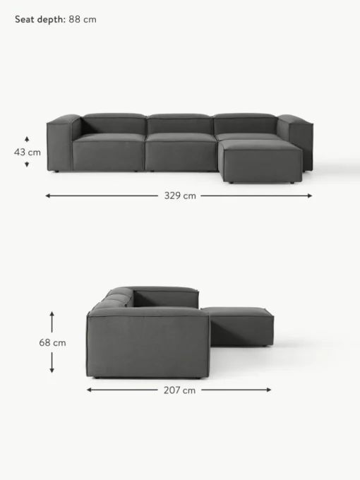 Modulares Sofa Lennon (4-Sitzer) mit Hocker (links/rechts)
