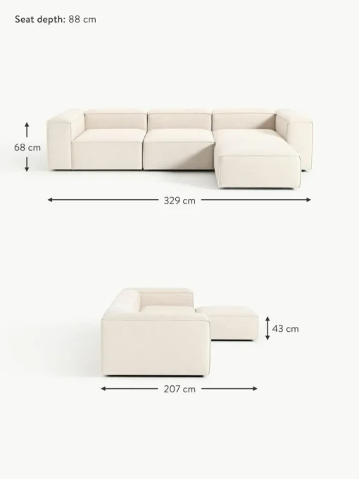 Modulares Sofa Lennon (4-Sitzer) aus Leinen-Mix mit Hocker (links/rechts)