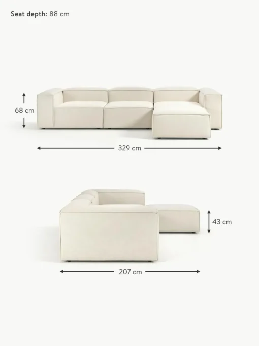Modulares Sofa Lennon (4-Sitzer) mit Hocker (links/rechts)