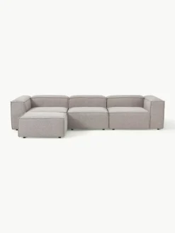 Modulares Sofa Lennon (4-Sitzer) aus Bouclé mit Hocker (links/rechts)