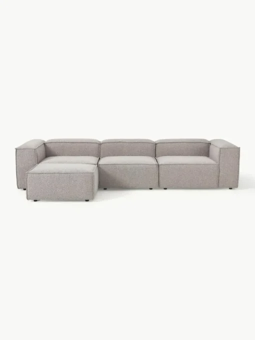 Modulares Sofa Lennon (4-Sitzer) aus Bouclé mit Hocker (links/rechts)