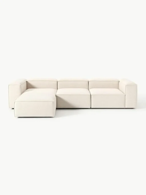Modulares Sofa Lennon (4-Sitzer) aus Leinen-Mix mit Hocker (links/rechts)